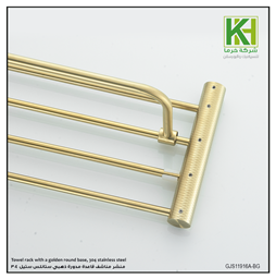 Show details for Towel rack with a golden round base, 304 stainless steel Picture of Towel rack with a golden round base, 304 stainless steel